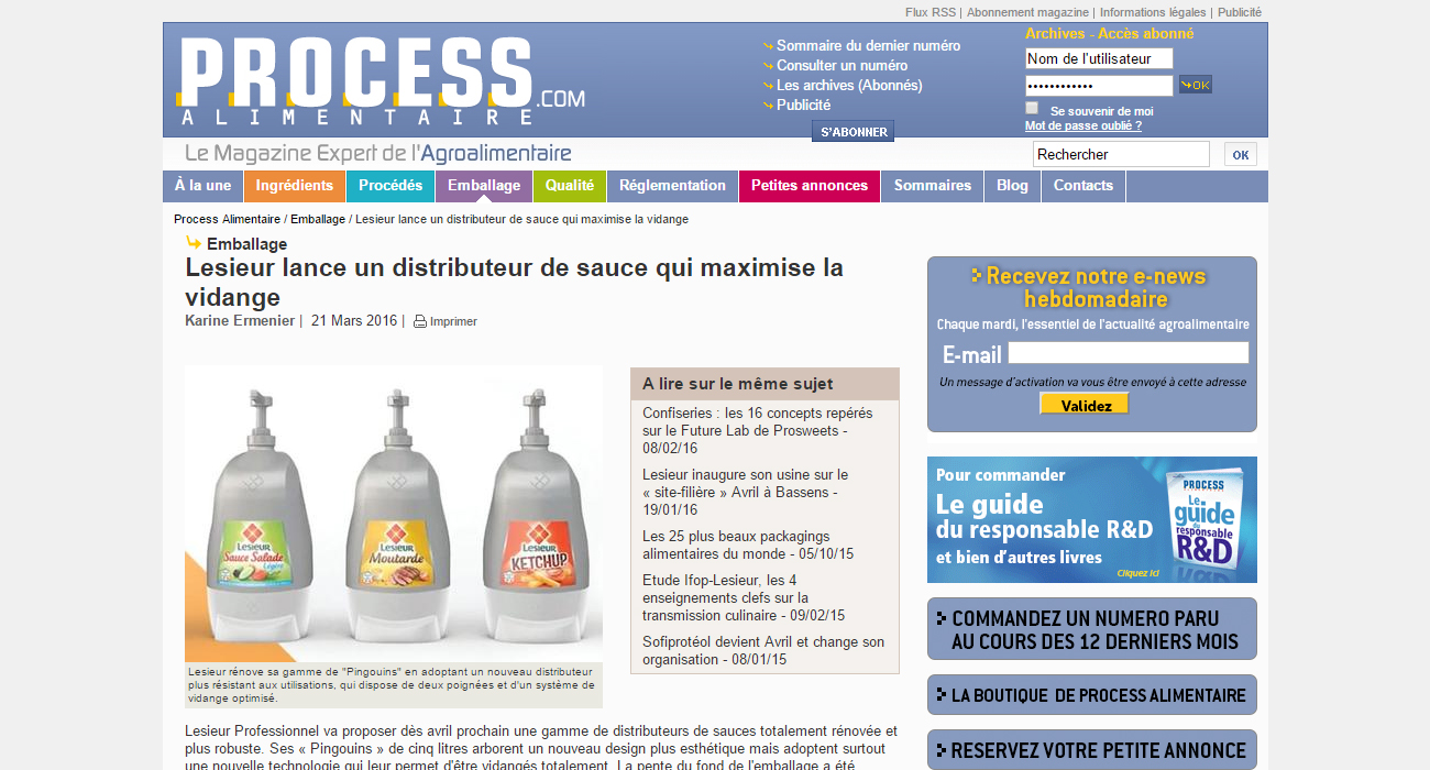 Lesieur lance un distributeur de sauce qui maximise la vidange